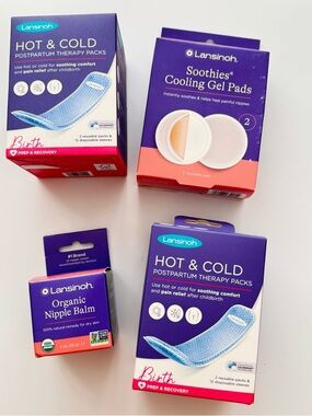 NIB Lansinoh Soothies Cooling Gel Pads Postpartum Kit Nipple Balm Pain Relief